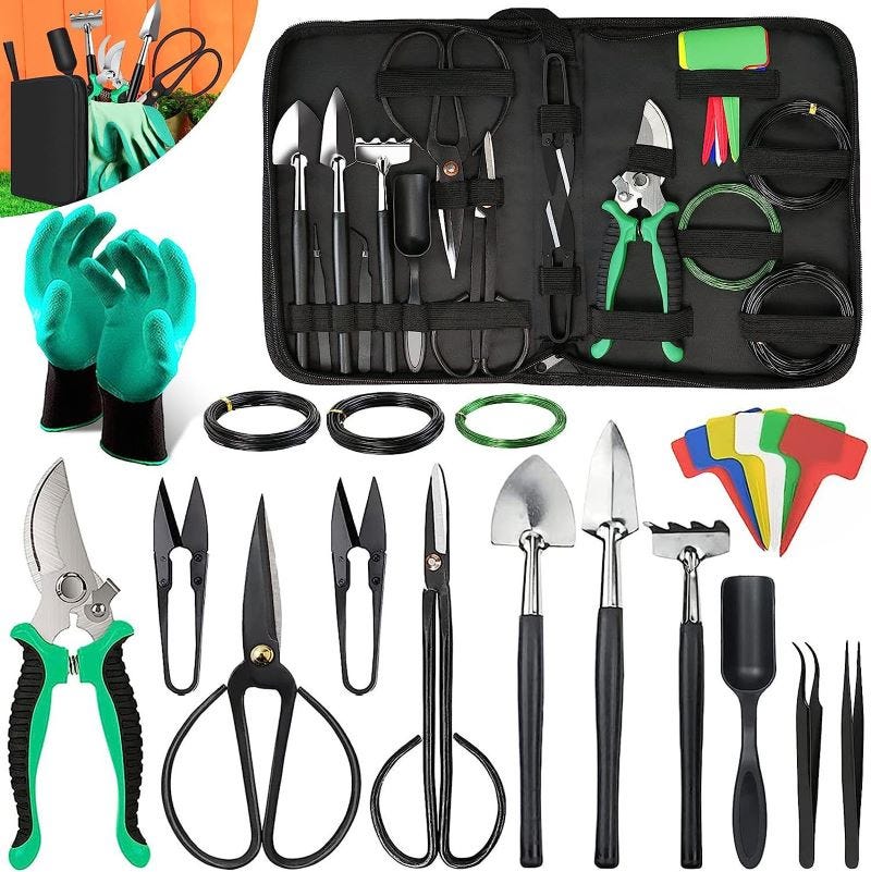 Kit Attrezzi Per Bonsai E Giardinaggio - 4 Forbici In Acciaio Inox, Con Custodia - Foto 8