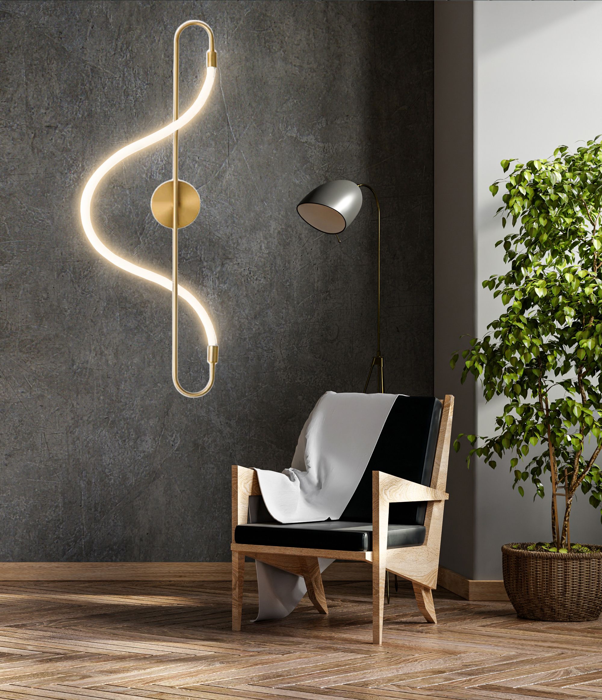 Kinkiet Led Toolight Led App858-W Long Złoty - 4