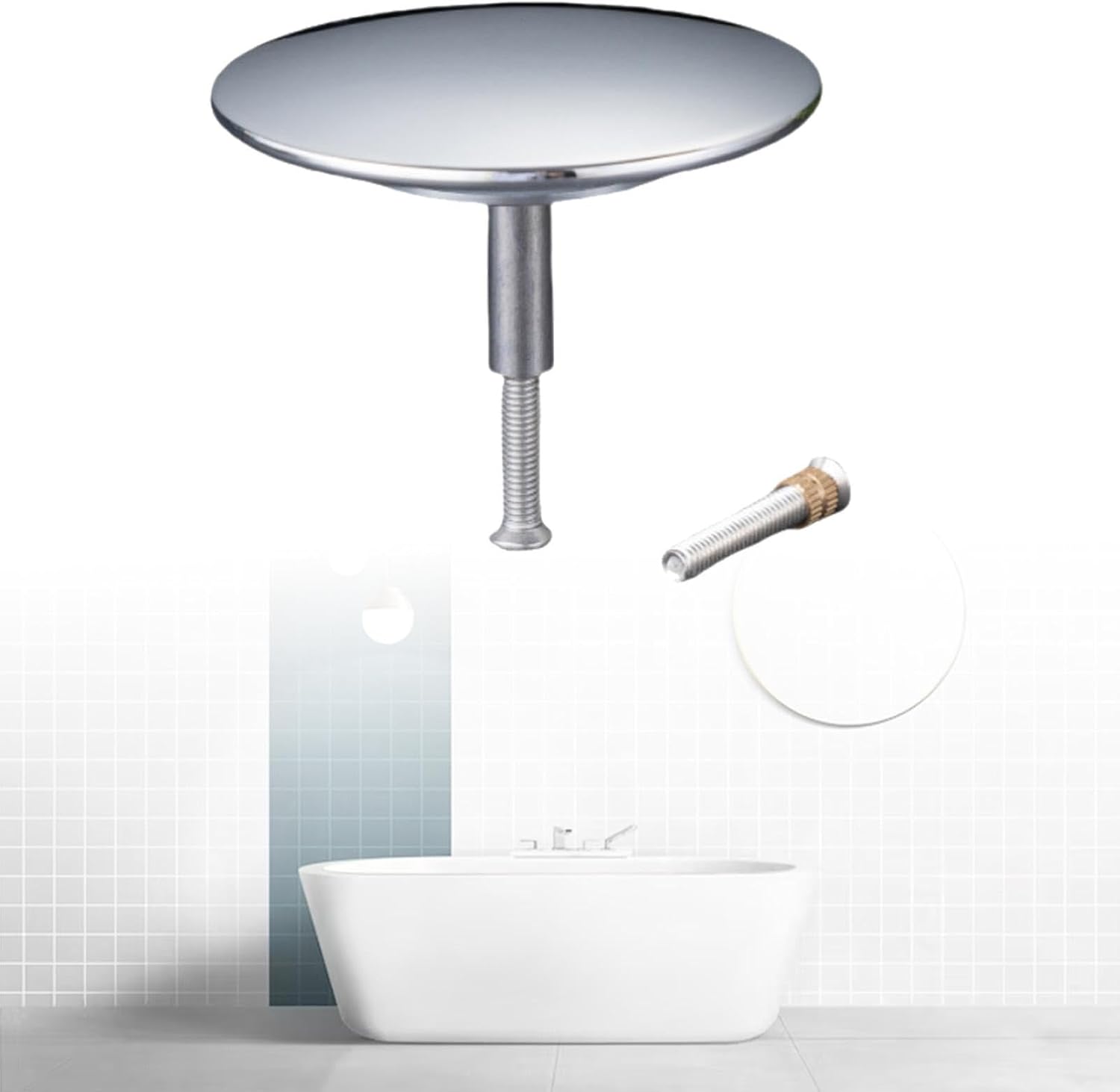 Argent, Bouchon de Vidange En Cuivre Facile à Installer, Kit de Réparation Facile à Utiliser, Attrape-cheveux, Accessoires de Baignoire pour Cuisine - 5