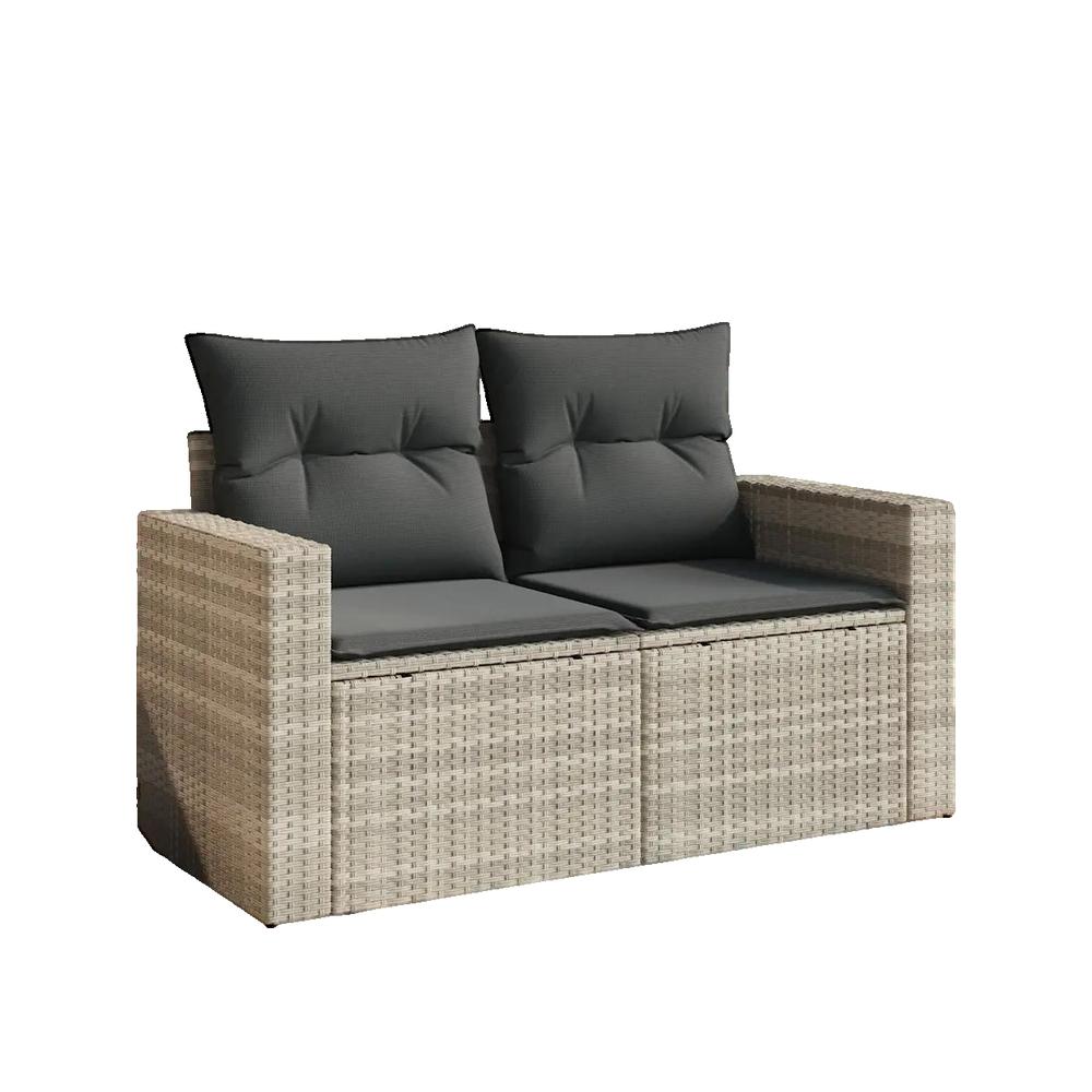Sofa ogrodowy vidaXL 2 miejsca rattan szary z zdejmowanymi poduszkami