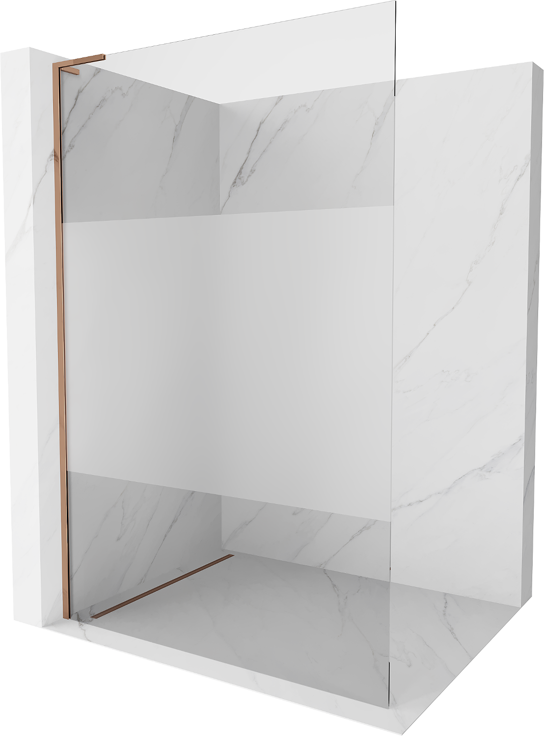 Mexen Kioto L ścianka prysznicowa Walk-in 100 x 200 cm, transparent/szron, różowe złoto - 800-100-103-60-35