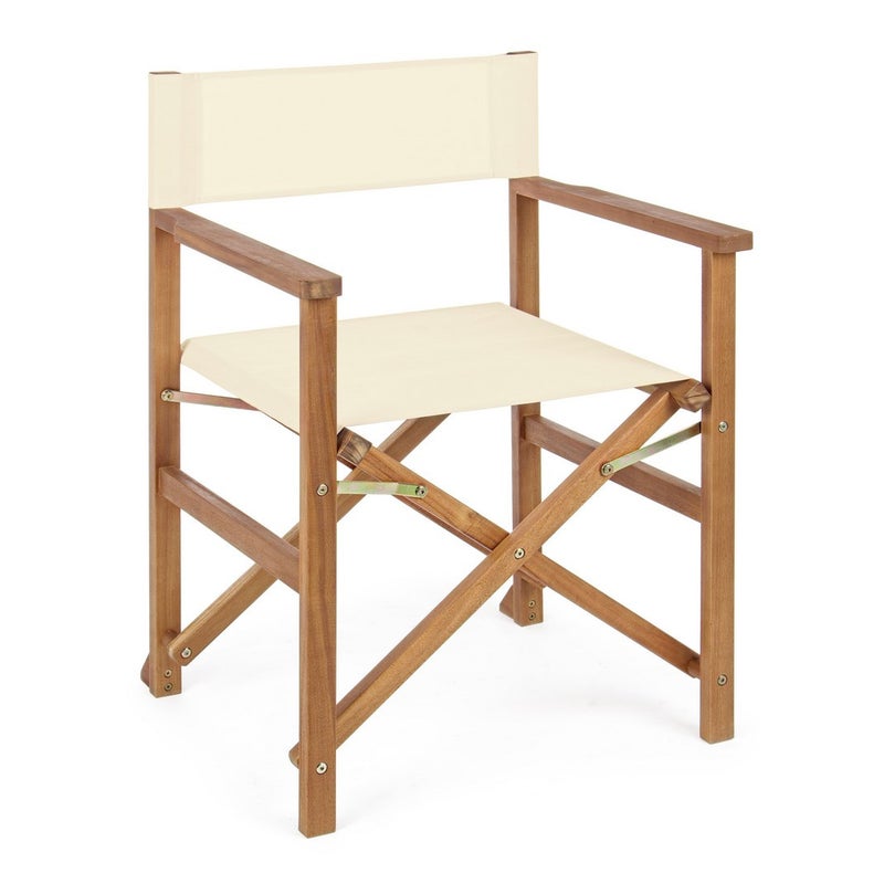 Zestaw 6 krzeseł reżyserskich do użytku na zewnątrz z drewna akacjowego i poliestru, kolor naturalny