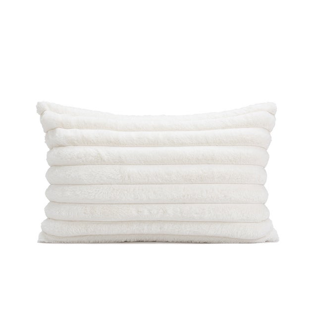 Lot de 2 housses de coussin en fausse fourrure à rayures, moelleuses et douces, 40x60 cm, pour chambre, canapé.