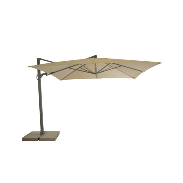 Tempo Style - Parasol Trastevere z daszkiem w kolorze kości słoniowej i błyszczącym szarym masztem 3 x 3 m