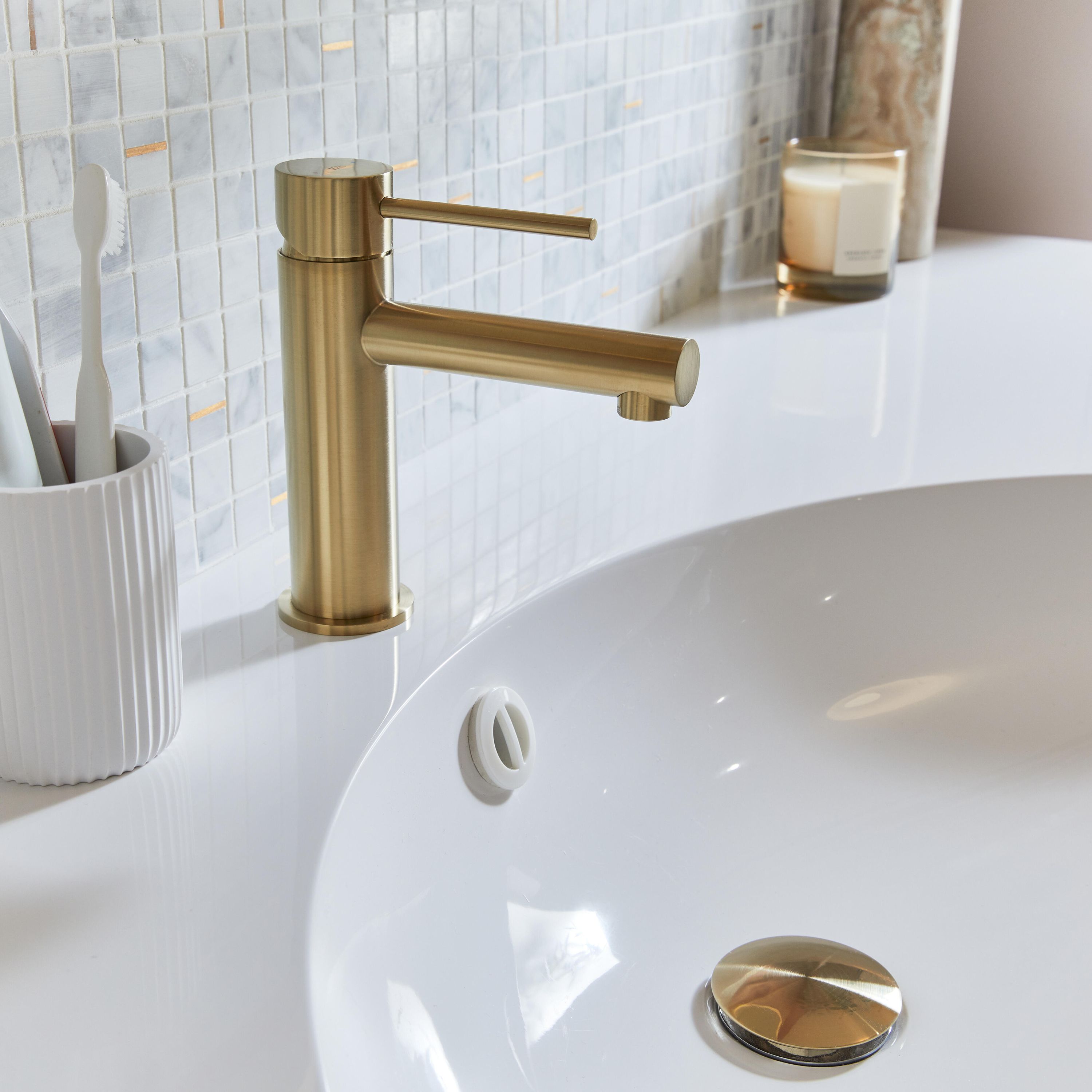 Miscelatore per lavabo M, oro spazzolato, Envol, ESSEBAGNO - 3