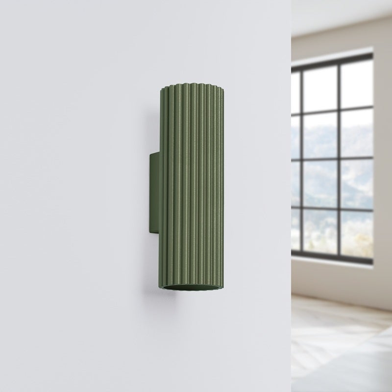 Kinkiet ścienny Karbon zielony oliwkowy 2xGU10x10W góra-dół wym: 20 x 6,5 x 8,5 cm aluminium IP20 Sollux Lighting