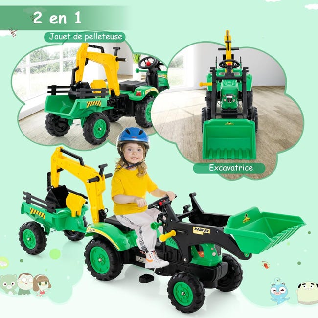 Tracteur Pour Enfants à 3 Vitesses Tracteur Porté 12V Avec Remorque Amovible Rouge 97293102 Tracteur Pour Enfants à 3 Vitesses Tracteur Porté 12V Avec Remorque Amovible Rouge 97293102