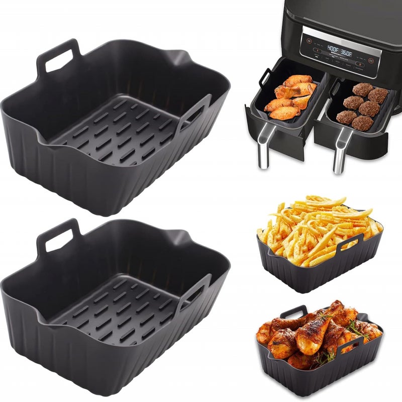 Forma, 2 Sztuki Akcesoriów, Forma Silikonowa Wielokrotnego Użytku, Kwadratowa Forma do Doniczek, do Piekarnika, Kuchenki Mikrofalowej, Czarna