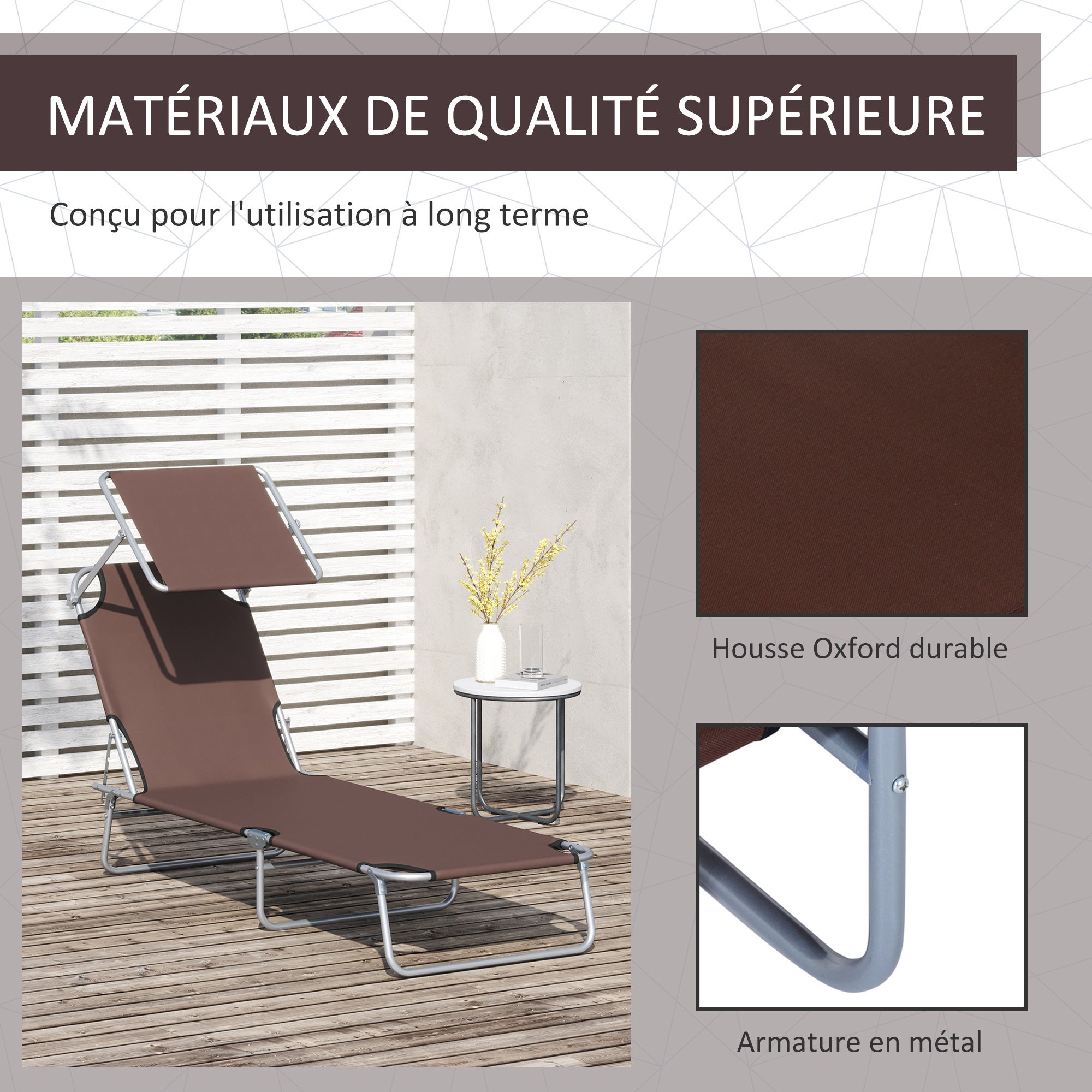 Transat bain de soleil pliable grand confort - 7