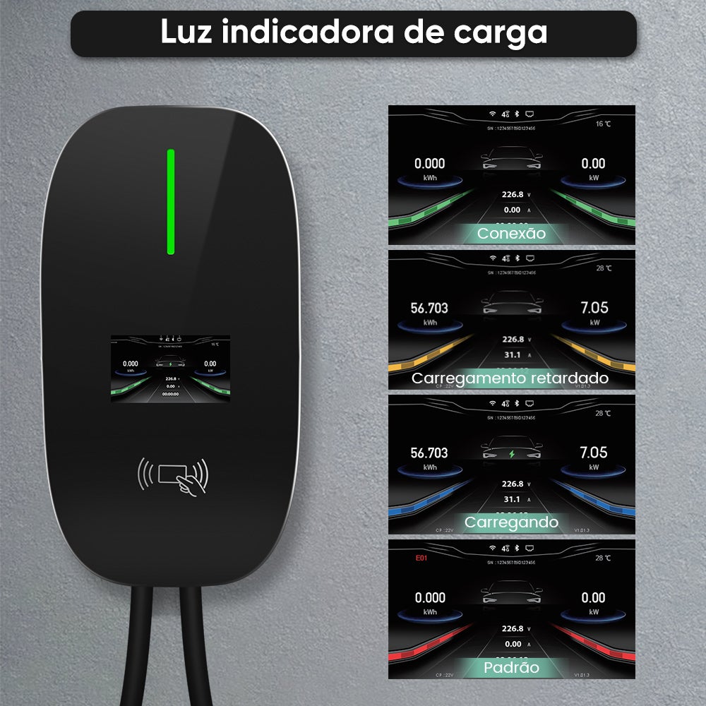 HEXINEX inteligente Wallbox de Carregamento monofásico 7 kW 32A - Tipo 2 IEC62196-2, Cabo 6m, Controlo por APP, NFC - 8