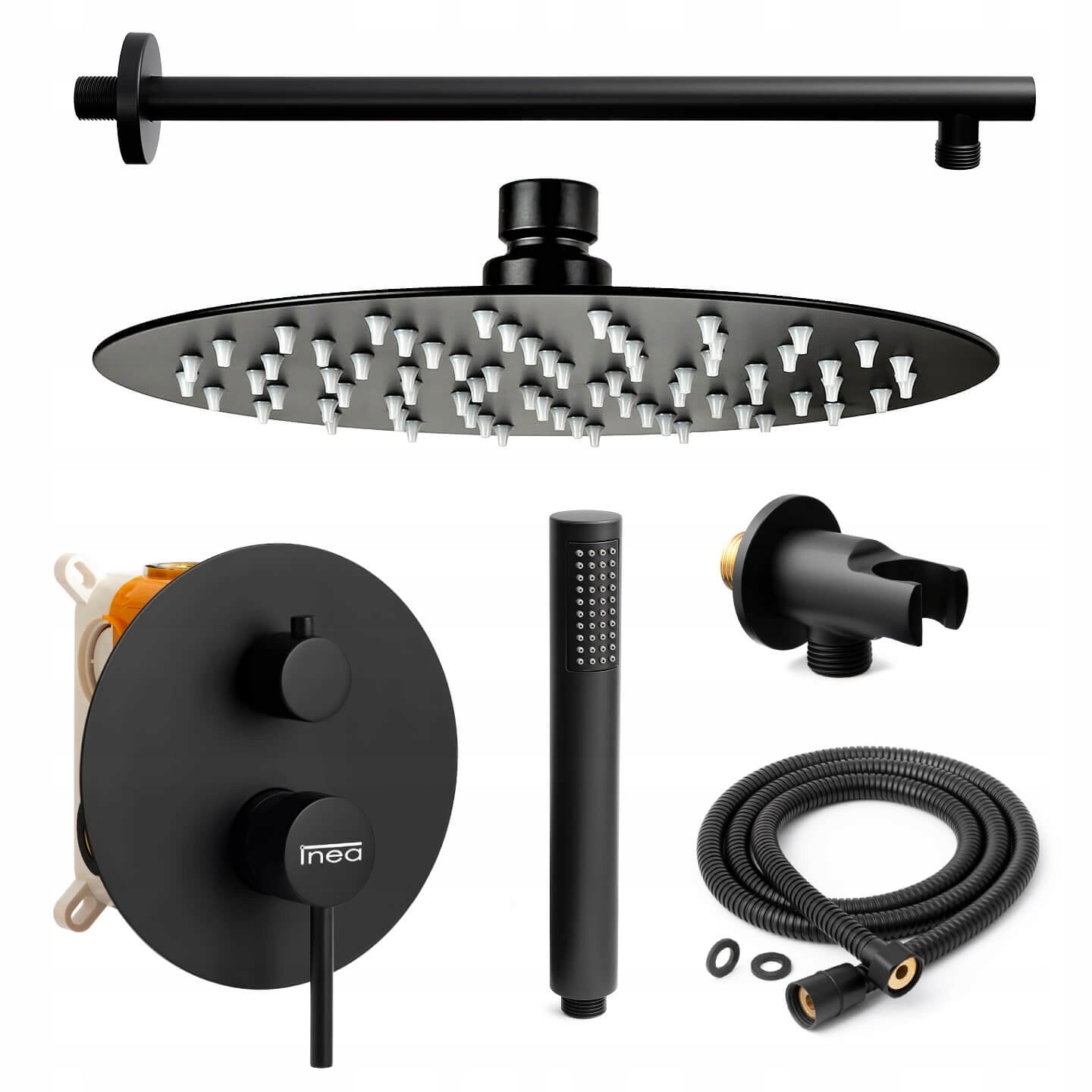 ZESTAW PODTYNKOWY PRYSZNICOWY NATRYSKOWY CZARNY MAT NATRYSK Z DESZCZOWNICĄ