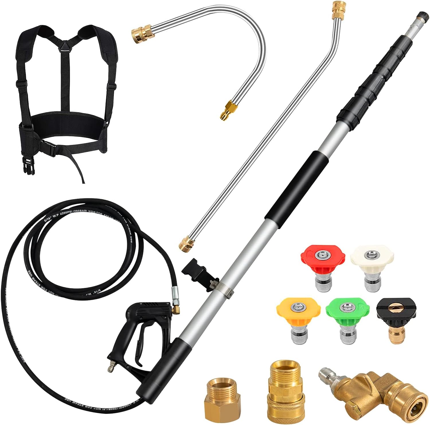 Aparat de curățat cu presiune înaltă 550 CM, prelungitor telescopic, set de duze de pulverizare