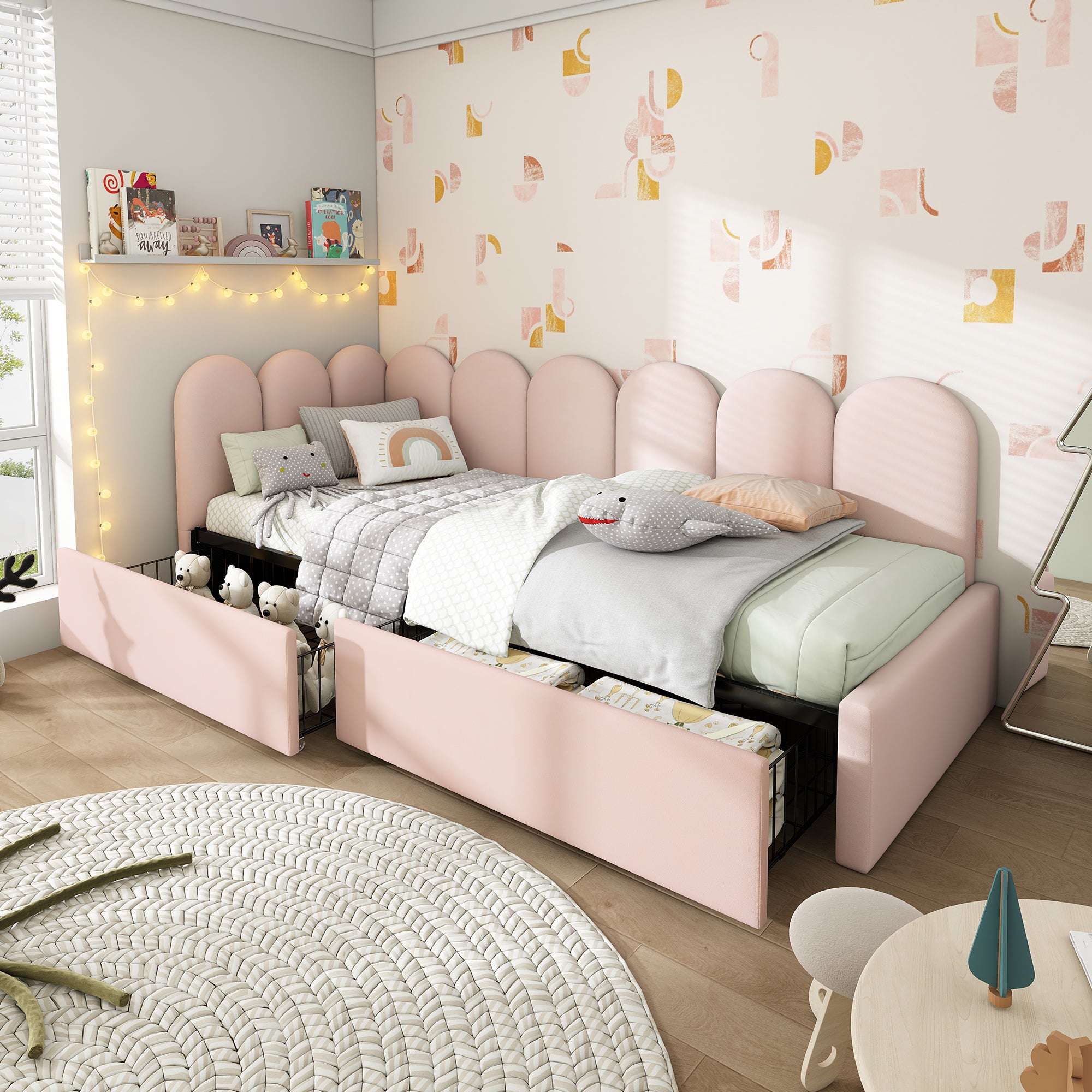 Lit Enfant Simple Canapé-lit 90x190 cm - 2 Tiroirs - Sommier à Lattes ...