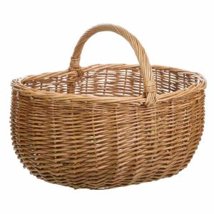 Panier Vélo En Osier M-Wave – Fait Main, Couvercle, 40x33x25.5 Cm, Pour Porte-Roue Avant