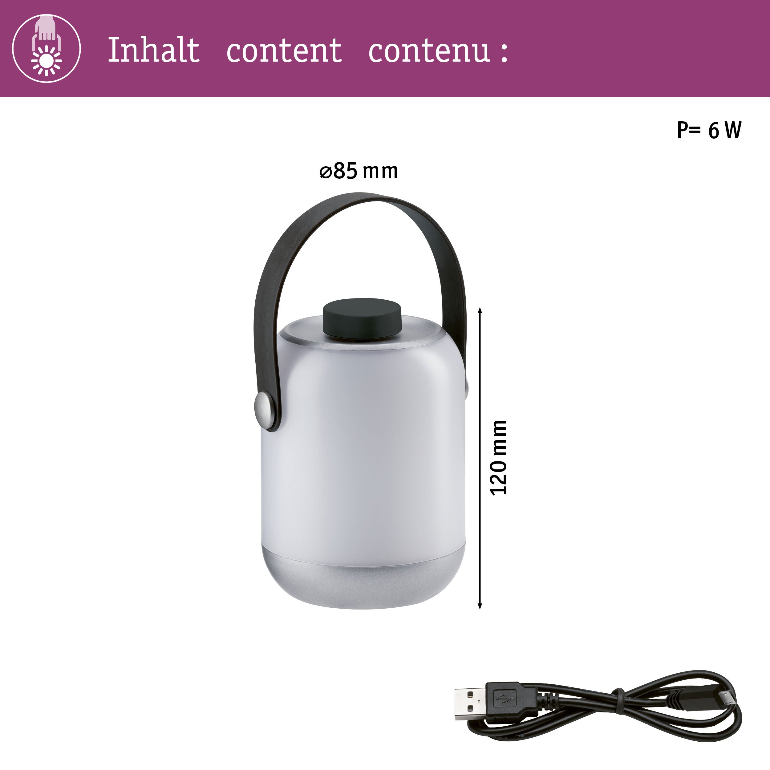Luminaire rechargeable Akku Clutch IP44 gradable 3000K Gris - 4