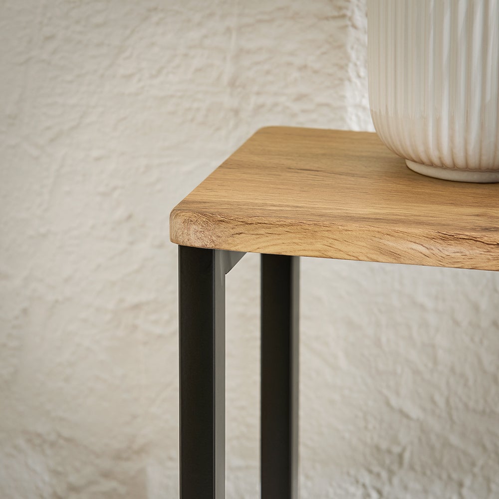 SoBuy FSB19-L-E Table Console,Table d'appoint, Bout de canapé ,Table d’entrée ,Cadre et 4 Pieds en Fer, Nature et Noir - 5