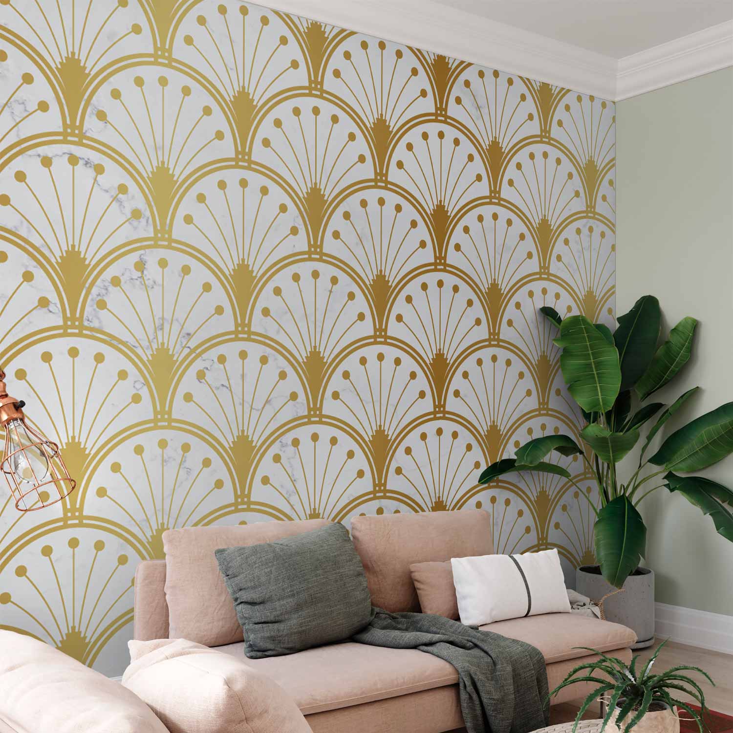 Papier peint - Gold and Marble Art Deco-inspired Pattern 300x210 ...