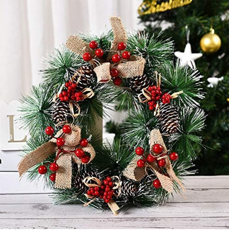 Couronne De Noël Pour Porte D'Entrée - Décoration Saisonnière Artificielle Éclairée - Couronne Décorative De Fêtes,Pour Extérieur Intérieur Porte D'Entrée Mur Fenêtre Salon Porche Manteau Cheminée Jar