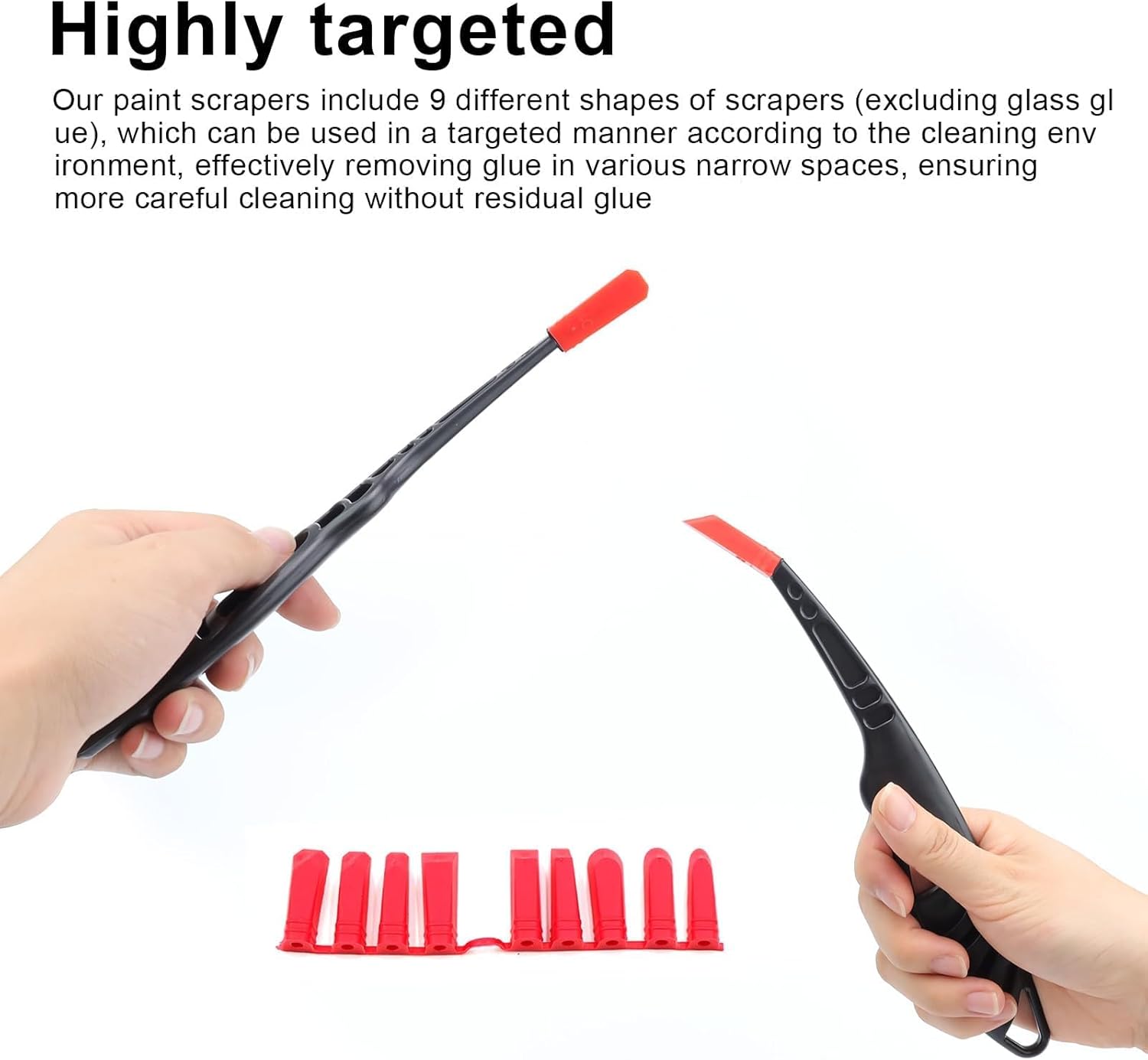 2 Pièces 9 en 1 Raclette Poignées Spatule Joint, Enlever Joint Silicone, Grattoir Colle pour Verre en Plastique, Grattoir à Colle Multifonction, Utili - 4