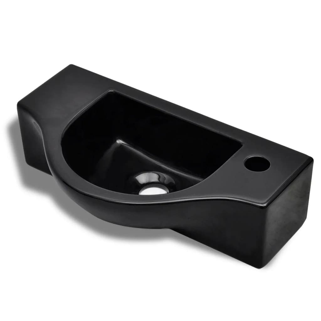 Vasque à trou pour robinet céramique Noir pour salle de bain - 2