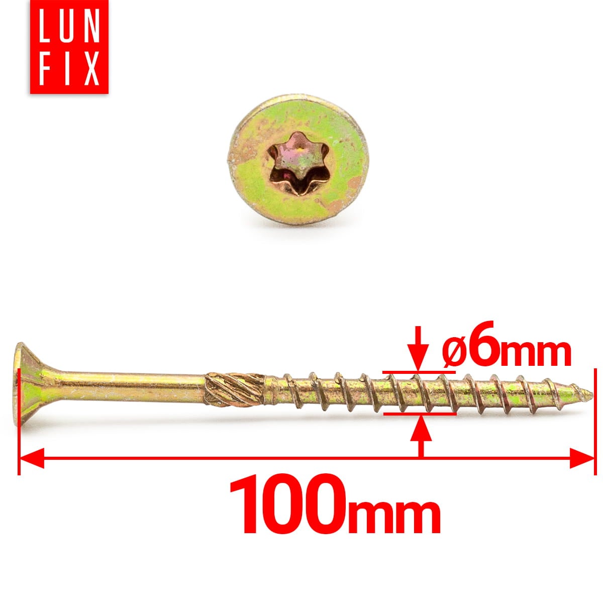 Wkręty ciesielskie z łbem stożkowym 6x100mm 100szt. - 2