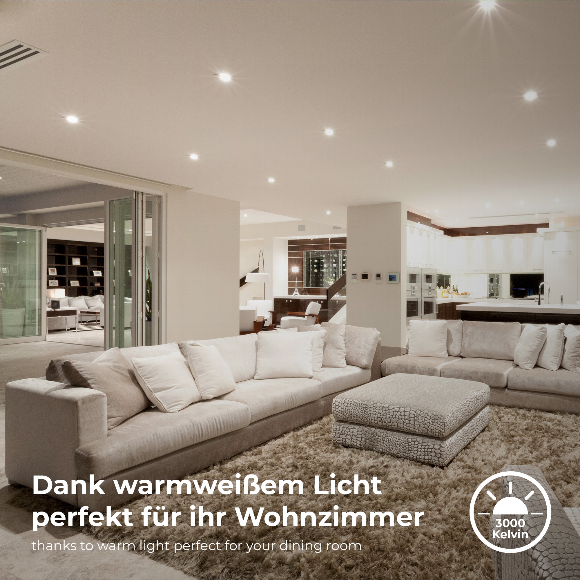 Set di 5 faretti LED da incasso - IP65 - D.90mm - Regolabili e dimmerabili - 4.9W 480lm ciascuno - Bianco caldo 3000K - B.K.Licht - 5