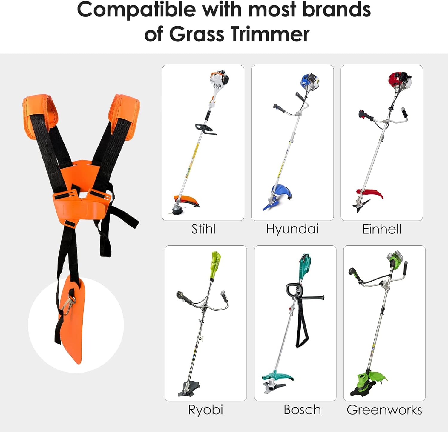 Harnais Double Épaule – Pour Débroussailleuse STIHL FS – Ceinture Nylon Réglable - 7
