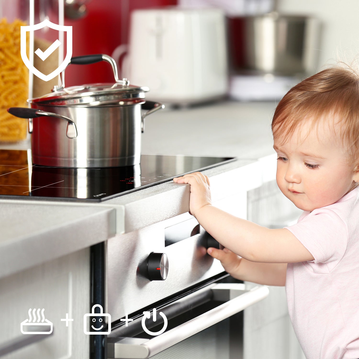 CIARRA Placa de Inducción 3 fuegos 6200W 59x52cm Temporizador 99 Min Auto-Stop CD3BIH - 5