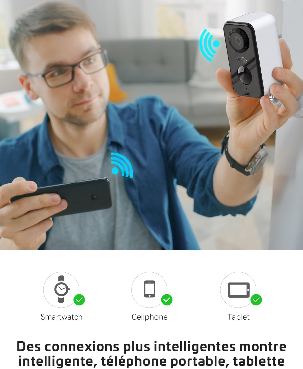 COCOCAM Caméra 2K WiFi Extérieure sans Fil, Surveillance Intérieure ...
