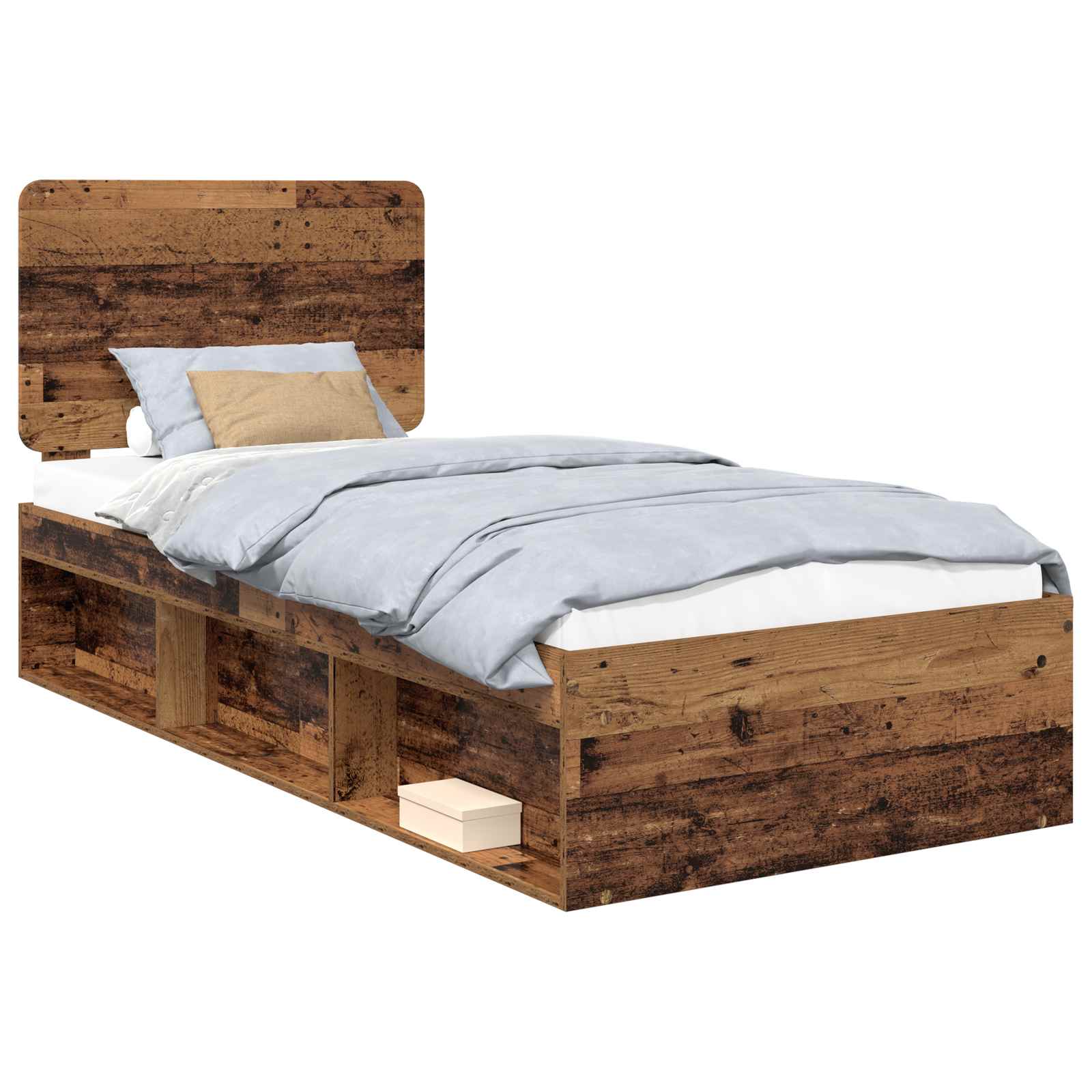 Cadre de lit bois ancien 75 x 190 cm en bois de pin massif - 2