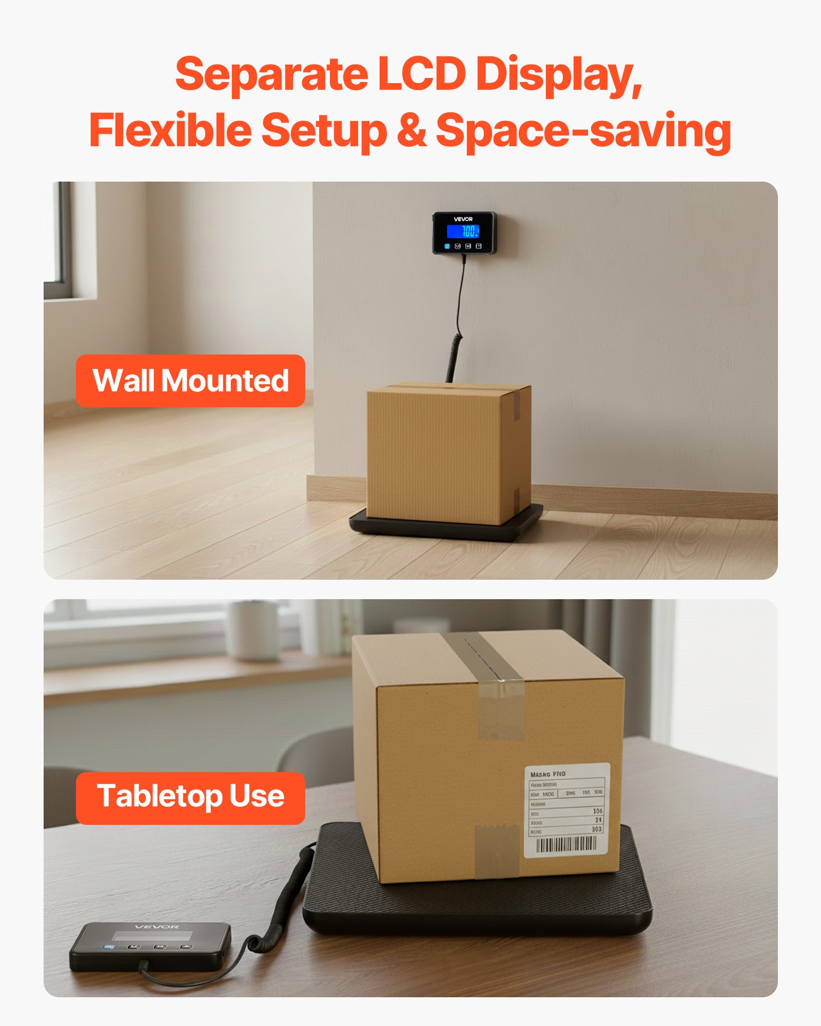 Balance Postale Numérique VEVOR 200 kg Pèse-colis Double Précision 0-20 kg (10 g) et 20-200 kg (100 g), avec Fonction de Maintien Tare, Écran LCD - 5