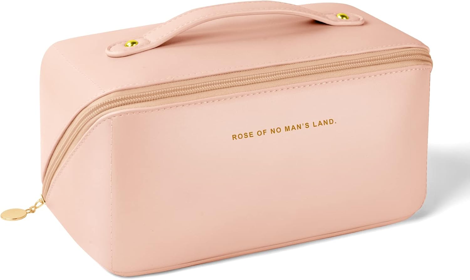Borsa Organizer Da Trucco Grande, Portatile Da Viaggio Marrone, Impermeabile Con Manico
