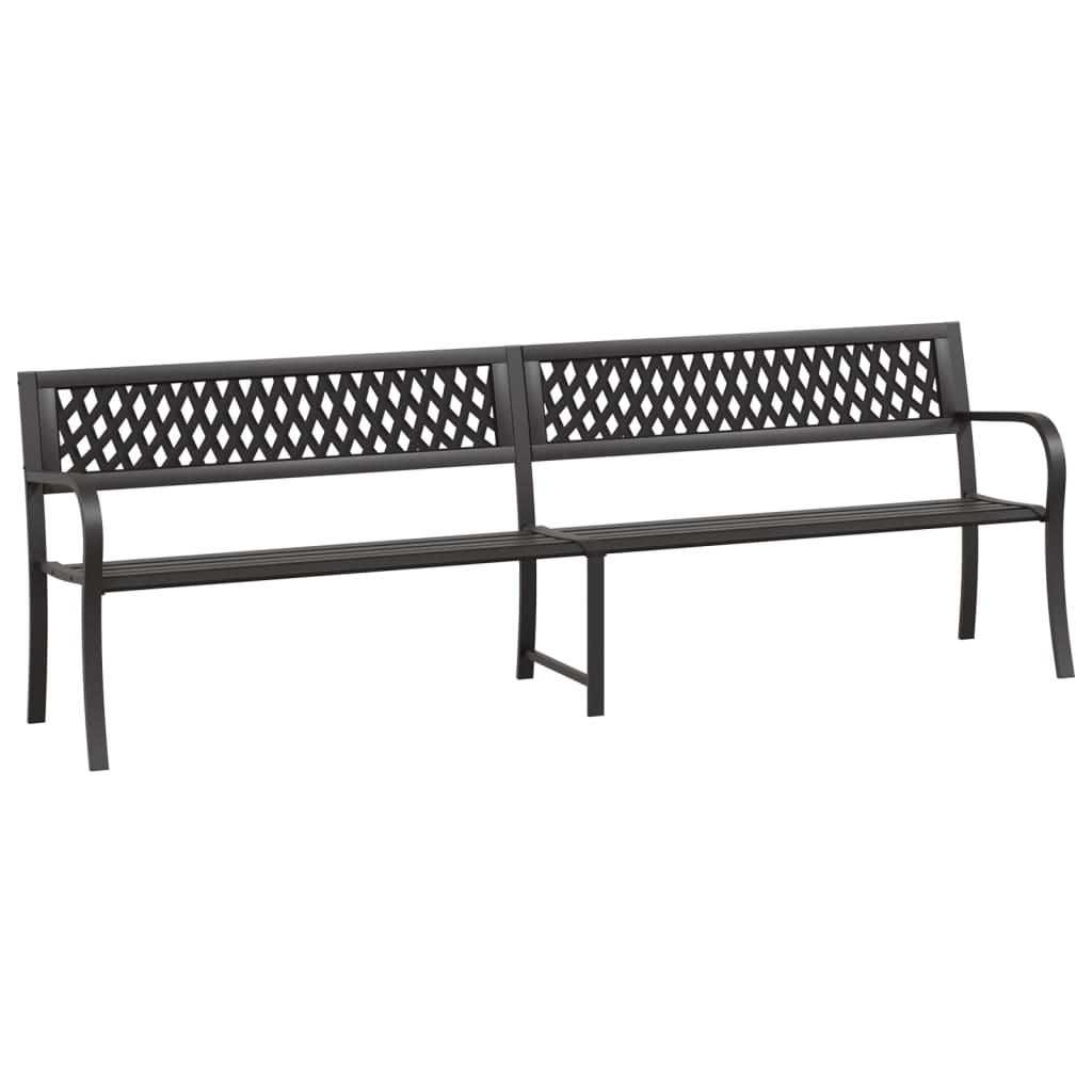 VidaXL Panca Da Giardino In Acciaio Con Tavolini Laterali - 2 Posti, Colore Nero, Dimensioni 165x75x93 Cm, Arredo Outdoor Resistente Alle Intemperie