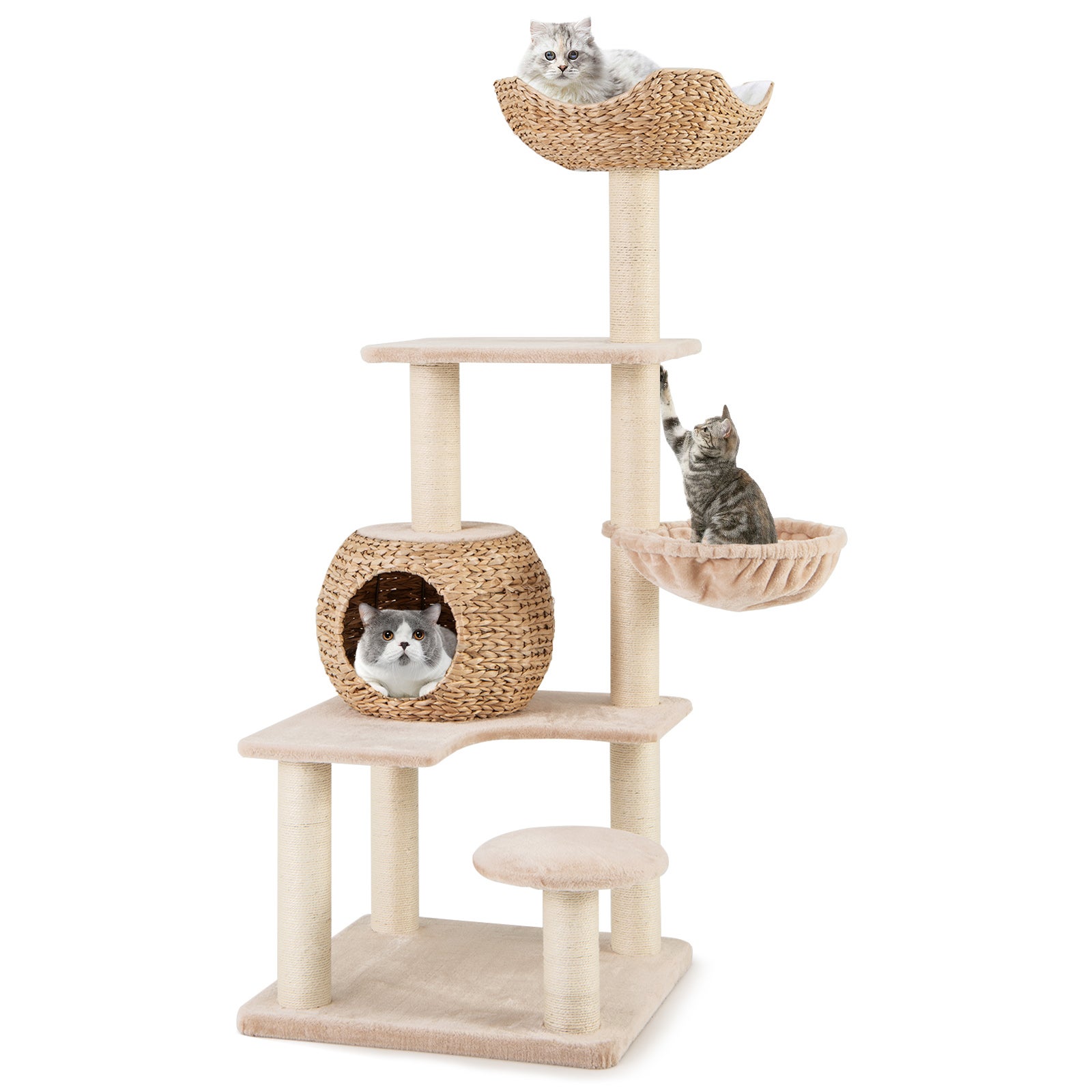 150 cm Árbol para Gatos, Rascador para Gatos con Condominio,