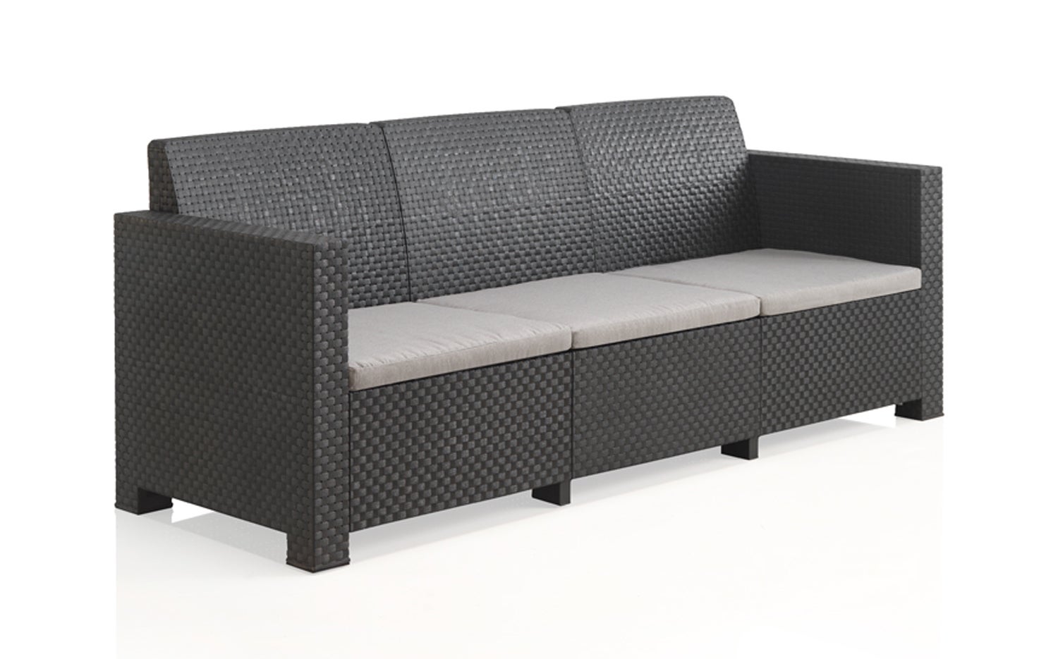 Salon de jardin extérieur 5 places en résine tressée (1 table basse + 1 canapé 3 places + 2 fauteuils) - 2