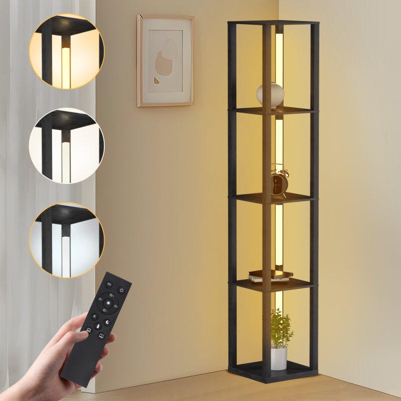 Kwadratowa lampa podłogowa z 4 półkami 220 V, lampa w stylu skandynawskim