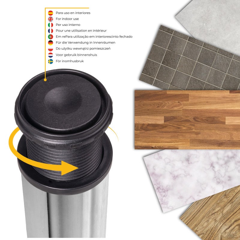 Emuca Lot de 4 pieds de table, diamètre 60mm, H 710mm, Acier, Chromé - 8