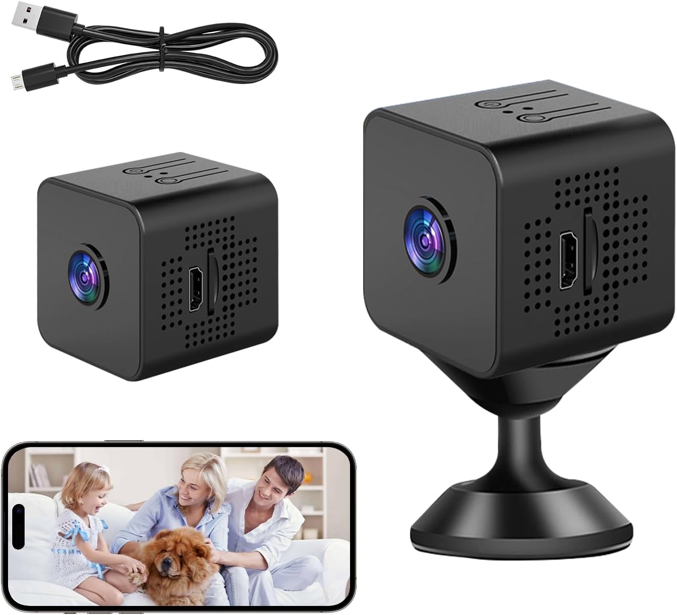 Camera Espion Discrete Mini Caméra Espion 4K WiFi - Caméra Cachée Intérieur/extérieur, Détection Mouvement, Vision Nocturne | Pour Maison, Bureau, Voiture Détection Mouvement Vision Nocturne