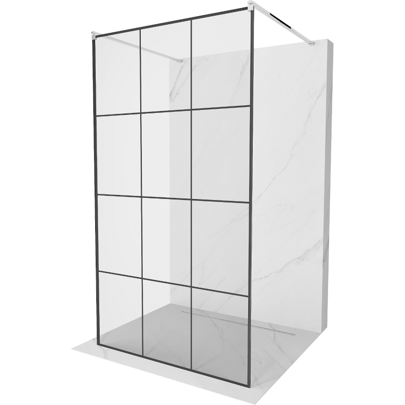 Mexen Kioto ścianka prysznicowa wolnostojąca 100 x 200 cm, czarna kratka 8 mm, chrom - 800-100-002-01-77