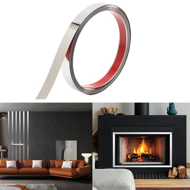 Bande décorative autocollante en acier inoxydable, à décoller et à coller, adaptée aux murs, cadres de miroirs, décoration de la maison (15 mm x 6 m)