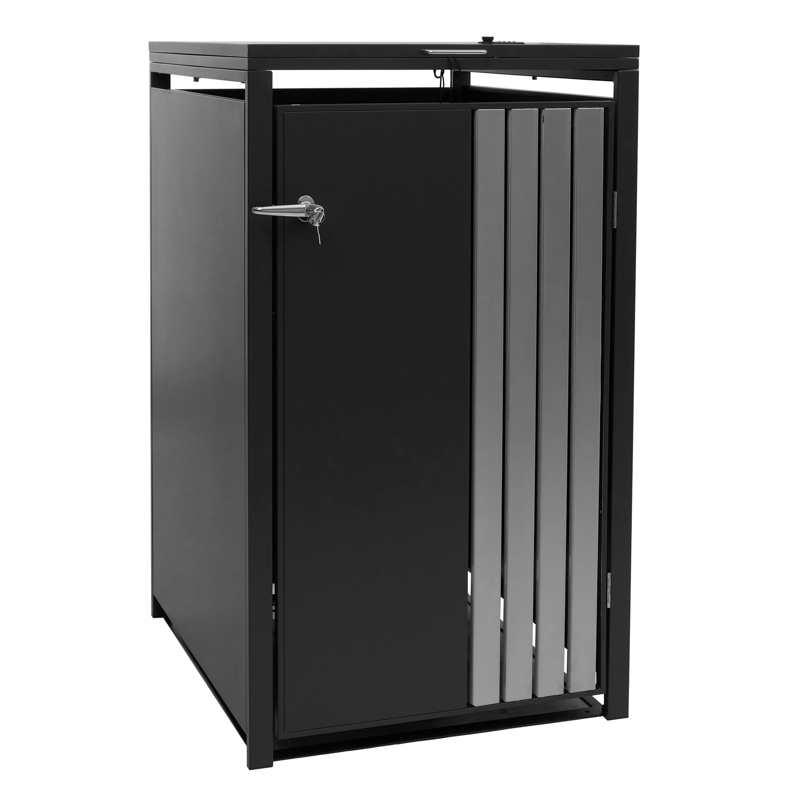 Osłona na pojemnik na śmieci 1 szt. HWC-O67, schowek na pojemnik na śmieci z pokrywą, metal 122 x 68 x 84 cm 35 kg ~ antracyt stal szlachetna