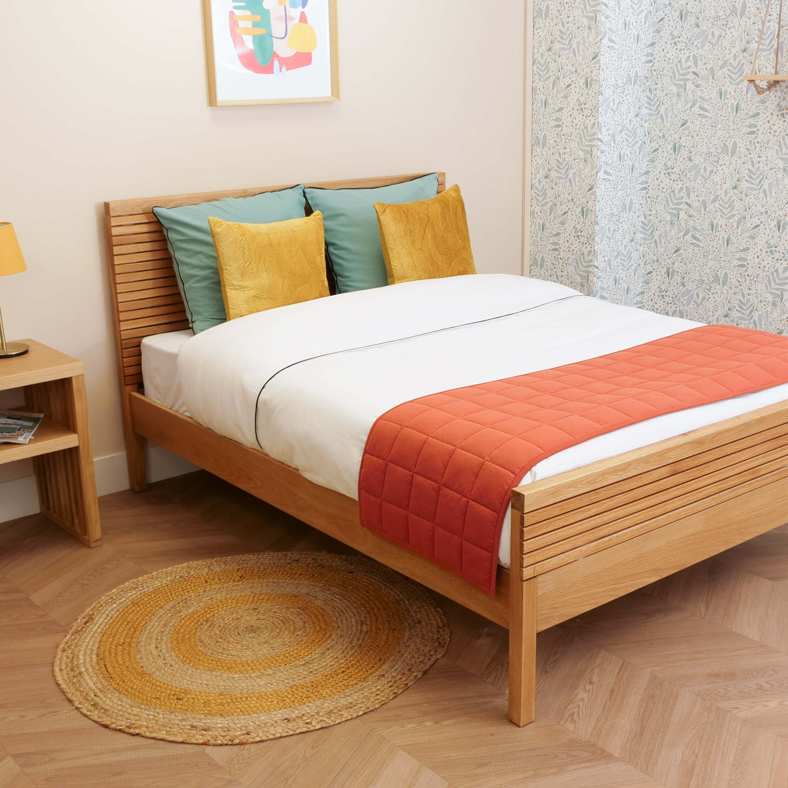 Chemin de lit matelassé jersey terre de sienne 50x240 | Leroy Merlin