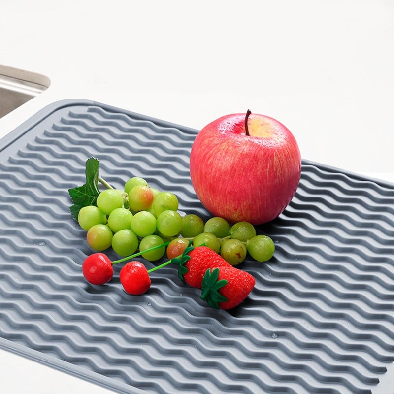 Mata silikonowa do ociekania naczyń 40 × 50 cm Mata do ociekania naczyń kuchennych Mata do zlewu kuchennego składana, odporna na ciepło