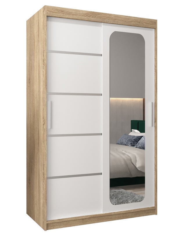 Szafa przesuwna garderoba PROMO V2 120 x 62 x 200 cm Sonoma + Biały - Abiks Meble