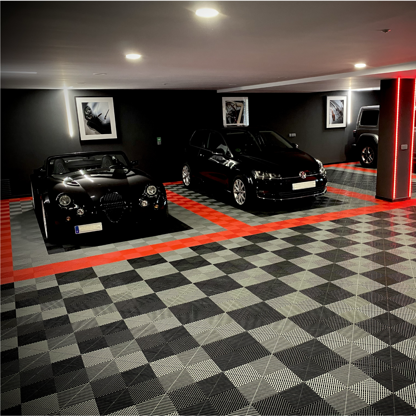 Suelo modular para garaje y taller losetas de Polipropileno 40x40cm Negro antideslizante Pro-Tile - 3