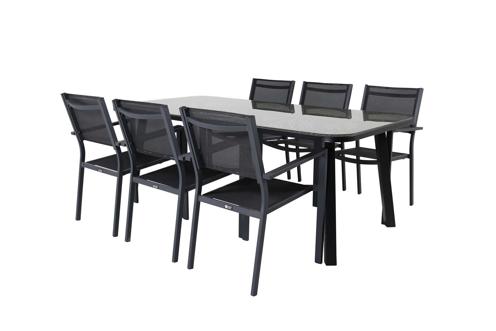 Paola zestaw ogrodowy stół 100x200cm czarny, 6 krzesła Copacabana czarny.