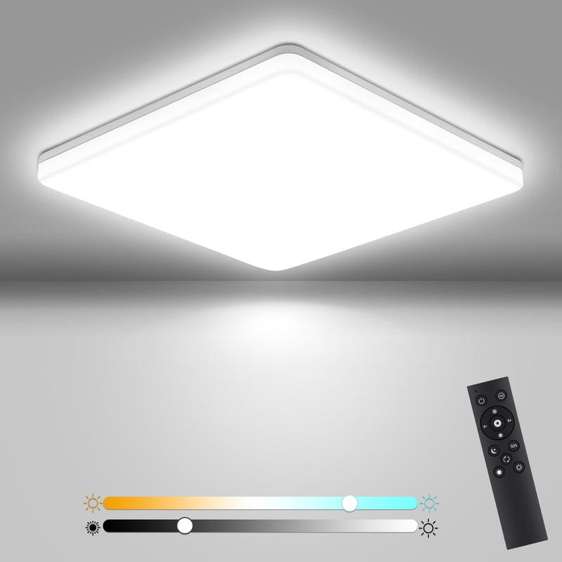 LOVHAUS Regulowany Panel LED Sufitowy 36W 3600LM, Lampa Sufitowa IP54 z Pilotem, Oświetlenie Sufitowe 3000-6500K