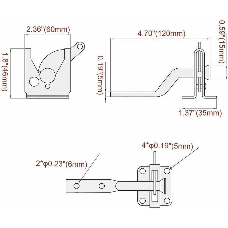 Verrou de Portail Verrouillage automatique-Serrure Métal à Boulon-Loquet Acier à Gravité Clôture Jardin-Noir-Vis de Fixation Fournis - 2