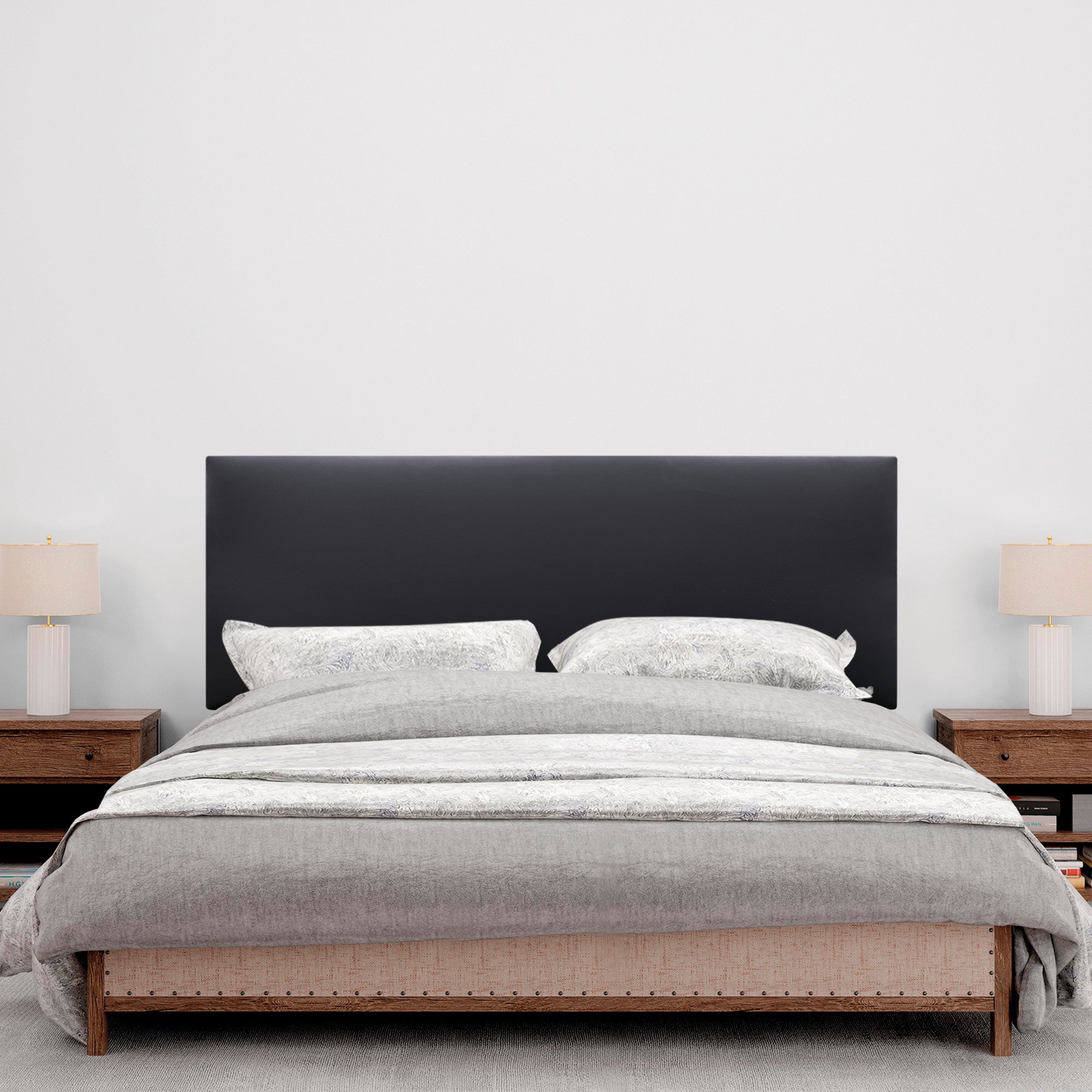 DHOME Cabecero de Polipiel Liso cabeceros Cabezal tapizado Cama (Polipiel Negro, 135cm (Camas 120/135/140)) - 4