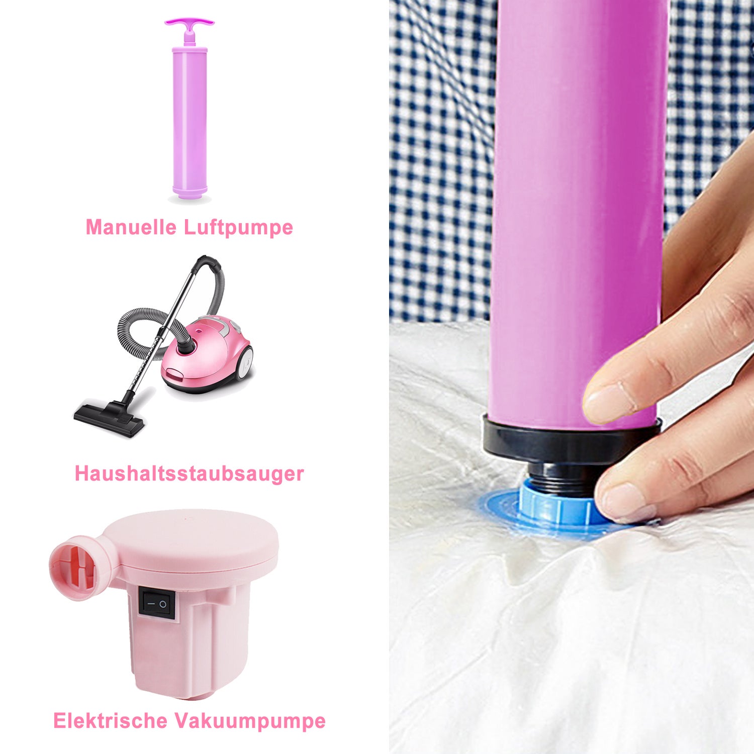 Lot de 5 Sac Housse de Rangement，80x120cm sac d'aspirateur sac à vêtements sous vide - 3